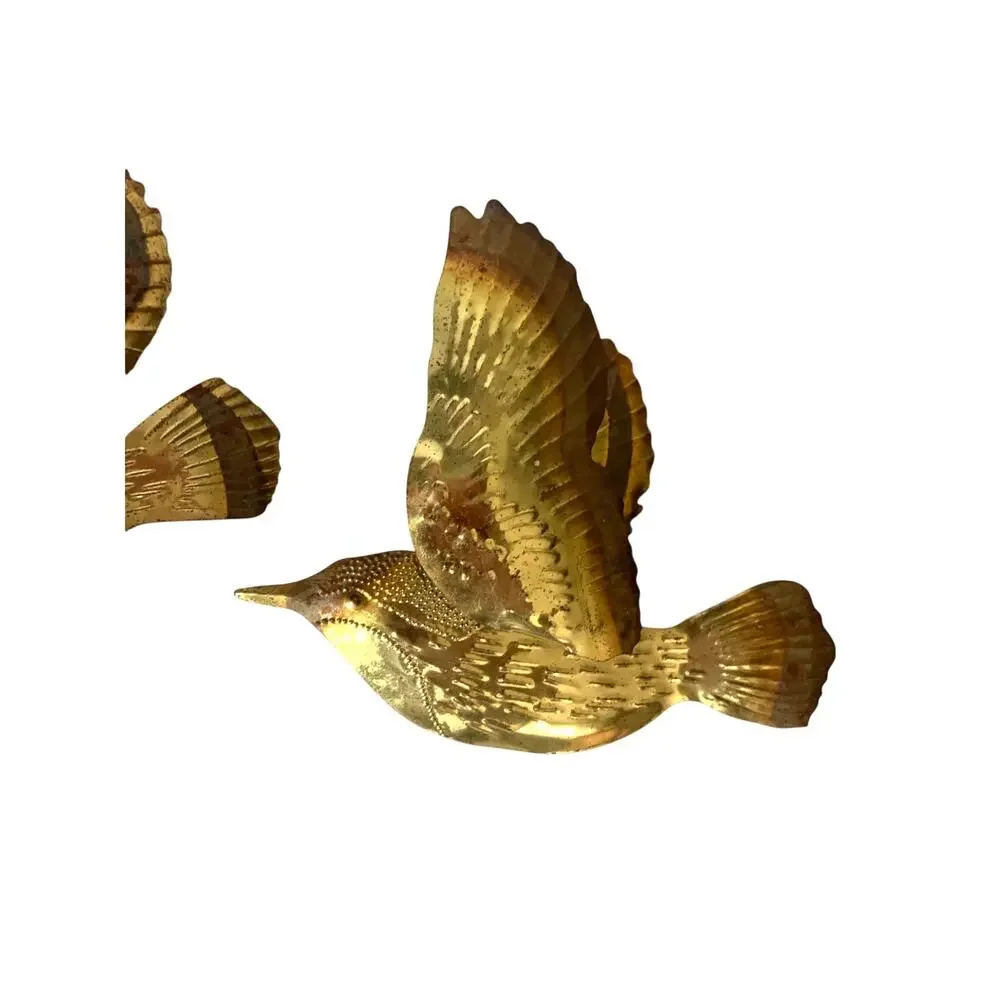 Vintage Pair of 2 Toned Gold Birds Tin 80s